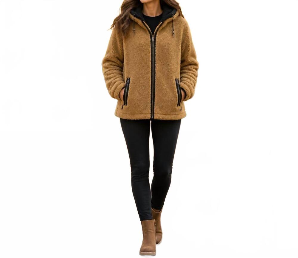 NEW PENDLETON star sherpa jacket in bronze autumn/black